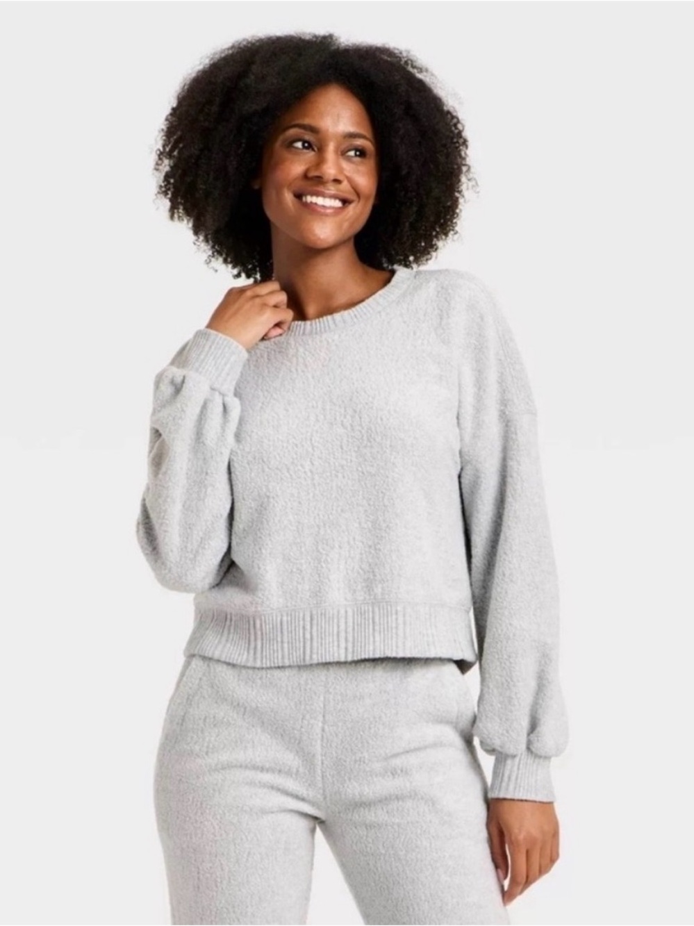 Auden Light Gray Cozy Crewneck Sweater